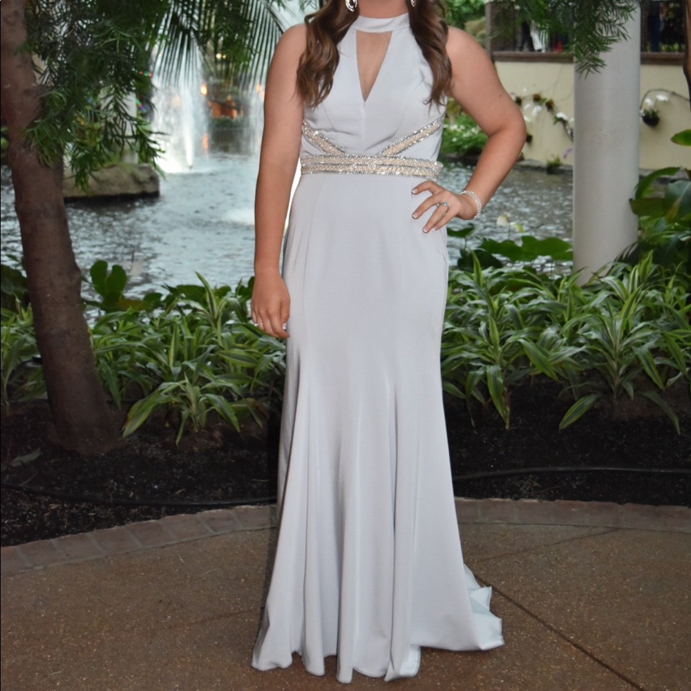 Silver Tiffany Designs Long Halter Dress